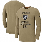 Men's Oakland Raiders Nike Tan 2019 Salute to Service Sideline Performance Long Sleeve Shirt,baseball caps,new era cap wholesale,wholesale hats